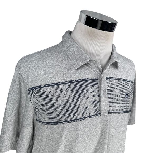 Travis Mathew Make Camp Golf Polo Shirt Men's 2XL XXL Heather Gray Floral Palm - Picture 2 of 10